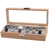 Homeanda Uhrenbox Uhr Display Aufbewahrungsbox Uhr Vitrine Organizer Halter aus Holz (6 Fächern)