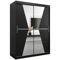 Abiks möbel MÖBEL Kryspol Schwebetürenschrank Schwarz, Kunststoff, Nachbildung, 5
