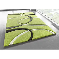 Teppich MY HOME "Bilbao" Gr. 5, grün, B:200cm H:13mm L:200cm, Kunstfaser, Teppiche, handgearbeiteter Konturenschnitt, Kurzflor, Hoch-Tief, 3D-Design
