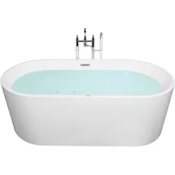 Whirlpool Badewanne weiß freistehend mit LED oval 170 x 80 cm HAVANA