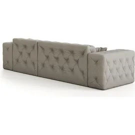 Fun Möbel Ecksofa Designersofa CHANTAL in Stoff Opera Velvet Grün Ottomane Rechts