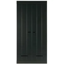 Schlafzimmerschrank in Schwarz Kiefer Massivholz