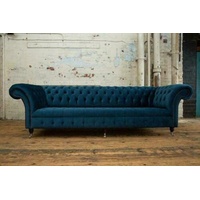 JVmoebel Chesterfield-Sofa, Chesterfield Big Textil Design Wohnzimmer Couch blau
