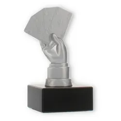 Pokal Metallfigur Skat silbermetallic auf schwarzem Marmorsockel 13,0cm