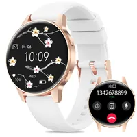 Miecgth 2025 Smartwatch Damen mit SIRI/ET/HR, 1.27" TFT Voll Touch Screen Smart Wach mit Telefonfunktion Pulsuhr Menstruationszyklus IP68 Schlafüberwachung Kalorien Fitness Tracker iOS Android (Weiß)