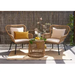 Gartenmöbel 3er-Set Sitzgruppe BALANCE aus Polyrattan, Balkon Terrasse