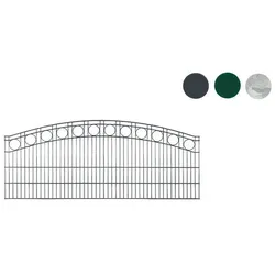 Stabgitterzaun Royal - 2464 x 800 mm - Ziergittermatte anthrazit RAL 7016 - Oberbogen mit Zierkreisen - Schmuckzaun für den Garten