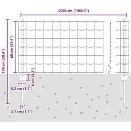 vidaXL Zaunpfosten 0,6 x 50 m Grün/Stahl
