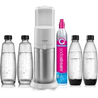 Sodastream Duo weiß + 2 Glaskaraffen+ 2 PET-Flaschen + Zylinder