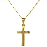 HOPLO Kreuzanhänger Anhänger Kreuz mit massiver Goldkette 1,1 mm 333-8 Karat Gold, Made in Germany 60 cm