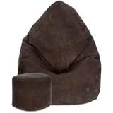 DreamRoots Sitzsack, Dunkelbraun, 70x105x70 cm, Oeko-Tex® Standard 100, Wohnzimmer, Hocker, Sitzsäcke, XXL Sitzsäcke