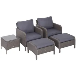 Outsunny Sitzgruppe Polyrattan, Metall, 180g/m2-Polyester, Hartglas