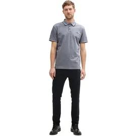 Tom Tailor Poloshirt POLO WITH PRINT Regular Fit 1045629-24571-Blau Weiß Two Tone Pique L