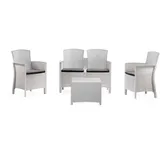 Dmora Gartenset Urano, Weiß, 4-Sitzer Outdoor-Lounge - Weiß