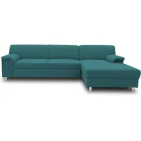 DOMO. collection Ecksofa Junin, Sofa in L-Form, Moderne Couch, Polsterecke, Longchair rechts, 251 x 150 x 72 cm (BxTxH), Petrol (türkis)
