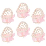 Cabilock 6 Stücke Mini Ratten Geflochtener Blumenkorb mit Schleifen Weidenkorb Blumenmädchen Hochzeitskorb Streukorb Geschenkkorb Aufbewahrungskorb für Party Hochzeitskorb Rosa