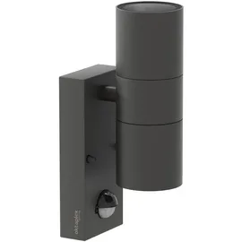 Oktaplex lighting Außenleuchte Edelstahl 2x GU10 230V mit Bewegungsmelder IP44 anthrazit