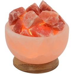 HIMALAYA SALT DREAMS Salzkristall-Tischlampe Salzkristallschale, Handgefertigt aus Salzkristall - jeder Stein ein Unikat, H: ca.15 cm orange