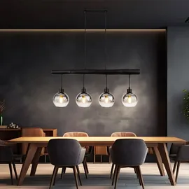 GLOBO Holzbalken 4-flg. 85 cm rechteckig schwarz Glas