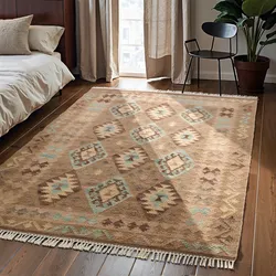 Teppich HANSE HOME "Kelim Dune", beige hellblau, B:120cm H:3mm L:170cm, Wolle, Baumwolle, Teppiche, Wolle, Baumwolle, Natur, Handgewebt, orientalisch, Boho, traditionell