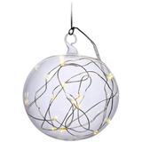 Krinner 76040 Weihnachtsbaumkugel Kugel Warmweiß LED Transparent Mundgeblasenes Glas, mit Schalter