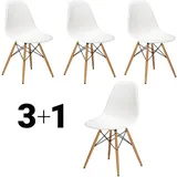 Vitra Stuhl Eames Plastic Side Chair DSW 83x46.5x55 cm Gestell Ahorn, Sitz weiß, 4 Stück, Designer Charles & Ray Eames