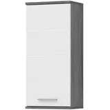 inn.furn Hängeschrank weiß Hochglanz, Rauchsilber Grau, 3 Fächer, 35x77x25 cm, Badezimmer, Badezimmerschränke, Hängeschränke
