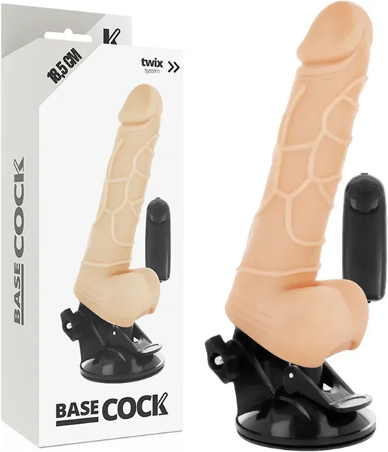 BASECOCK - Realistischer Vibrator mit Fernbedienung Natur, 18,5 cm Ø 4 cm - Natur