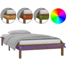 vidaXL Massivholzbett mit LEDs Honigbraun 120x190 cm