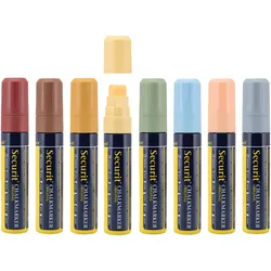 Securit® Flüssigkreidemarker - Erdtöne, 8er Set - Breite 7-15mm Spitze - Tasche