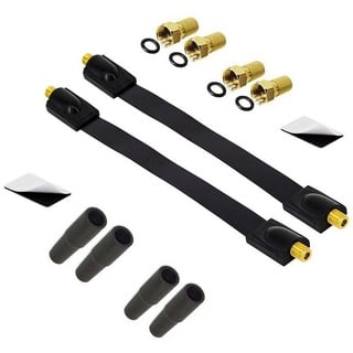 Premium X 2X Sat Fensterdurchführung 4X F-Stecker 4X Gummitüllen Set DVB-C DVB-T Flach Kabel 26cm schwarz Koaxialkabel Slim