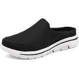 SMajong Weiche Pantoffeln Damen Herren Hausschuhe Atmungsaktive Clogs Leichte Slip On Mule rutschfest Gartenschuhe Pantoletten für Indoor Outdoor C-Schwarz weiß,Gr.48 - 48 EU