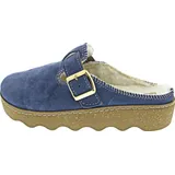 Rohde Damen Leder Pantoffel blau Größe 41 G-Weite mit Warmfutter Keilsohle Modell 612350 - 41