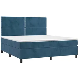 vidaXL Boxspringbett mit Matratze & LED Dunkelblau 180x200 cm Samt