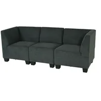 Modular 3-Sitzer Sofa Couch Moncalieri, Stoff/Textil ~ anthrazit-grau, hohe Armlehnen