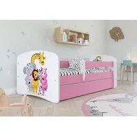 Sellbee Kinderbett Jugendbett 70x140 cm Rosa mit Matratze Rausfallschutz