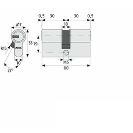 ABUS EC550 Profilzylinder Schließzylinder Türzylinder Not/Gefahr 3Schl., Länge: 35/35 mm