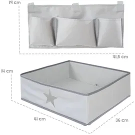 roba Organiserset für Hochstühle mit Stern Motiv - Box & Tasche zum Einhängen - Grau & Gr.: onesize