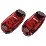 Hama LED-Sicherheitslicht 2er Set (Dauerlicht inkl. Batterie, Blinklicht ideal für Jogger, Schulkinder, Radfahrer) rot