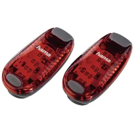 Hama LED-Sicherheitslicht 2er Set (Dauerlicht inkl. Batterie, Blinklicht ideal für Jogger, Schulkinder, Radfahrer) rot