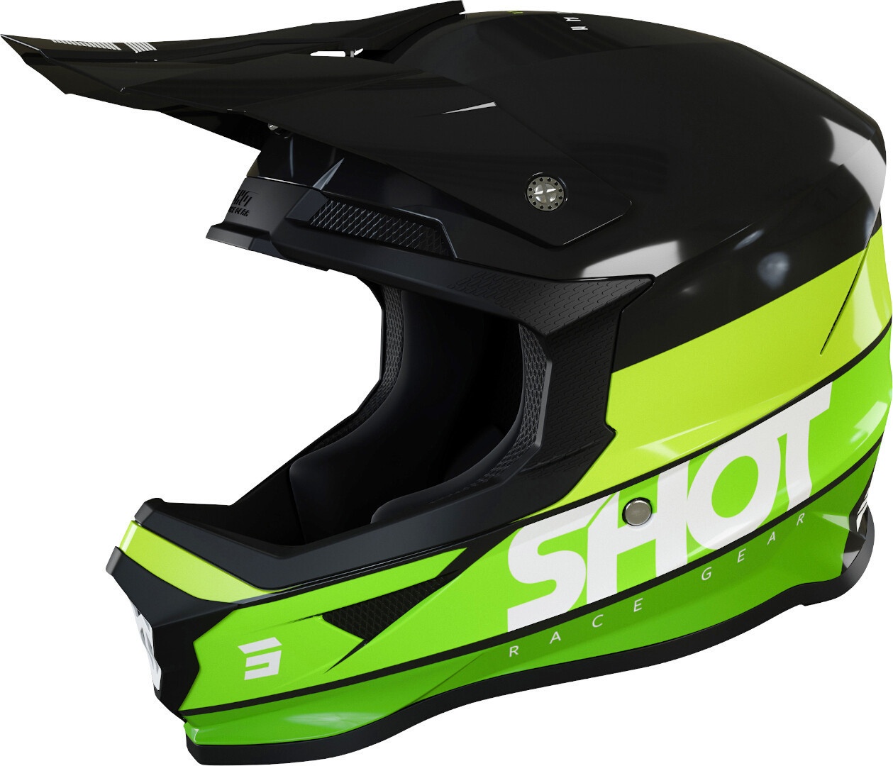 Shot Furious Story Motorcross helm, zwart-groen, S