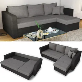 VitaliSpa Ecksofa Webstoff schwarz/grau