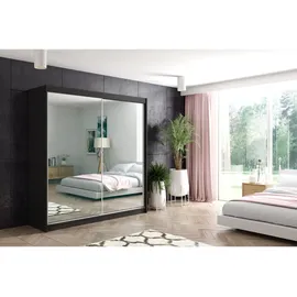 altdecor Schiebetürenschrank Debi 200 x 216 x 61 cm Schwarz