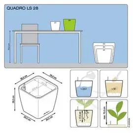 LECHUZA Quadro LS 28 Komplettset 28 x 28 x 26 cm schwarz hochglanz