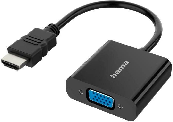 Hama HDMI auf VGA Adapter Full HD 1080p (HDMI Stecker, VGA Buchse und Klinken Buchse, Adapter zum Anschluss von PC, Laptop, Computer mit HDMI an Monitor, TV oder Beamer mit VGA-Anschluss, Konverter)
