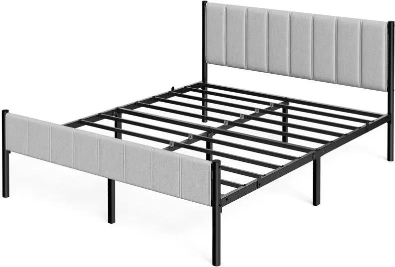 SONGMICSHOME Doppelbettgestell, 207 x 161,5 x 104 cm Metallbett, schwerlastfähig bis 500 kg, Unterbett-Stauraum, einfache Montage für Hauptschlafzimmer, Gästezimmer, Wohnung, Schwarz