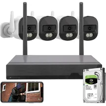 VisorTech Plug-&-Play-Überwachungssystem mit 4 Kameras + 2TB SATA HDD, WLAN 6