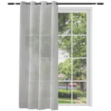 Woltu - 2er-Set Gardinen transparent mit Ösen Leinen Optik dunkelgrau 140x225 cm