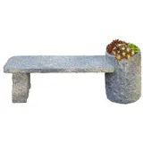 Dehner Granit-Gartenbank Flora, ca. B130/H45/T30 cm, grau