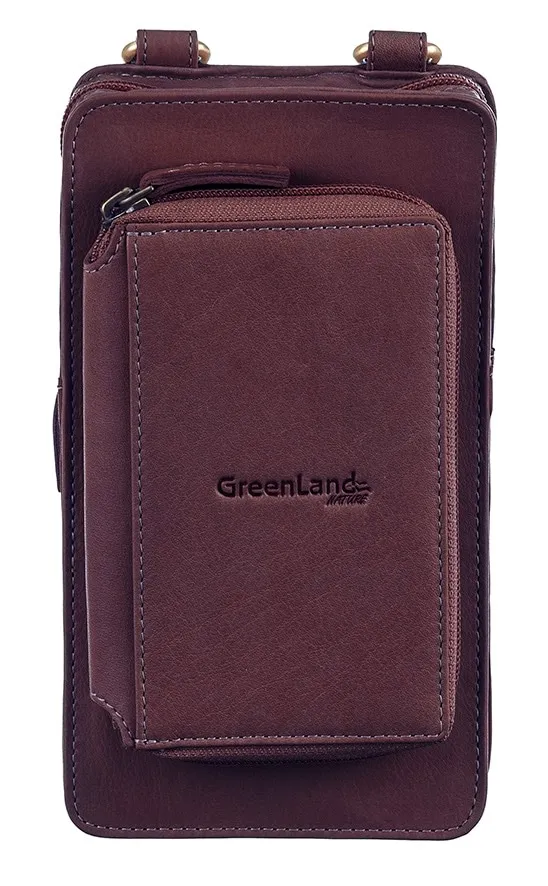 Handytasche GREENLAND NATURE "NATURE Soft" Gr. B/H/T: 11 cm x 20 cm x 3 cm, rot (bordeau) Damen Taschen Smartphone Case Tasche mit aufgesetzter Börse und RFID-Schutz